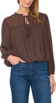 Vince Camuto Tie Neck Bubble Hem Top