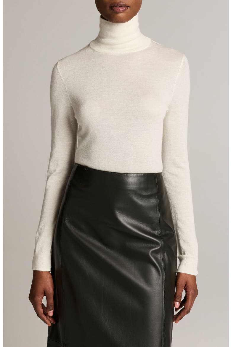 Silk & Cashmere Turtleneck Sweater, Main, color, OFF WHITE