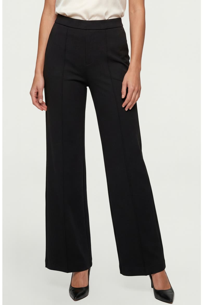 Kayla Wide Leg Pull-On Trousers, Alternate, color, BLACK