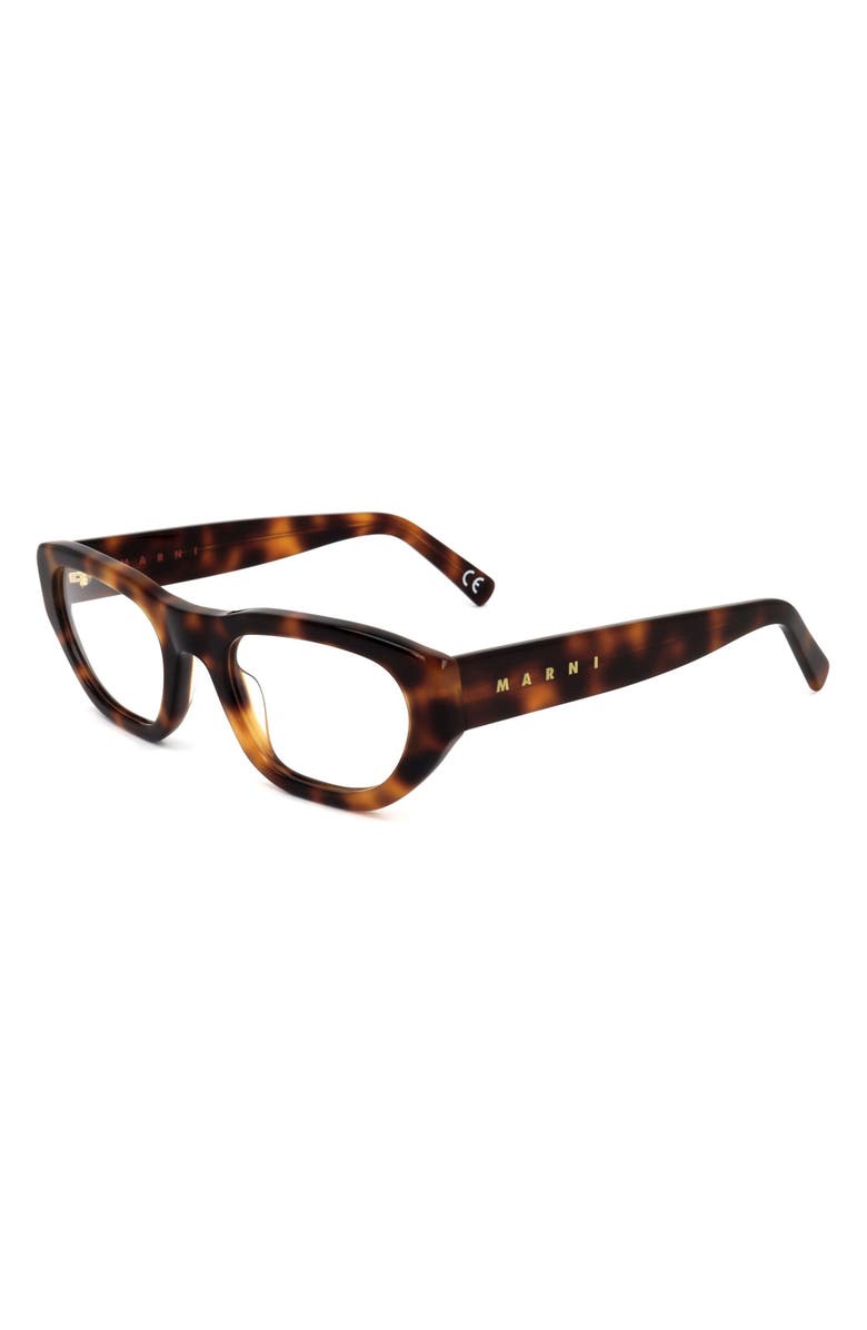 Marni 53mm Rectangular Reading Glasses, Alternate, color, Tort