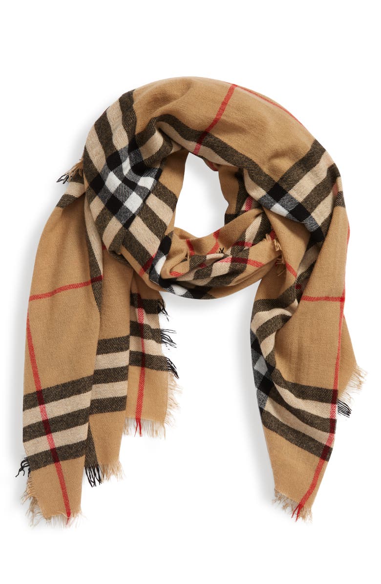 Burberry Check Cashmere Scarf, Main, color, 