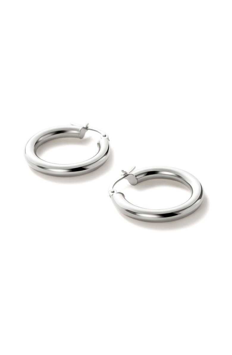 Ana Luisa White Gold Hoop Earrings - White Gold Classic Hoops Medium, Alternate, color, White Gold