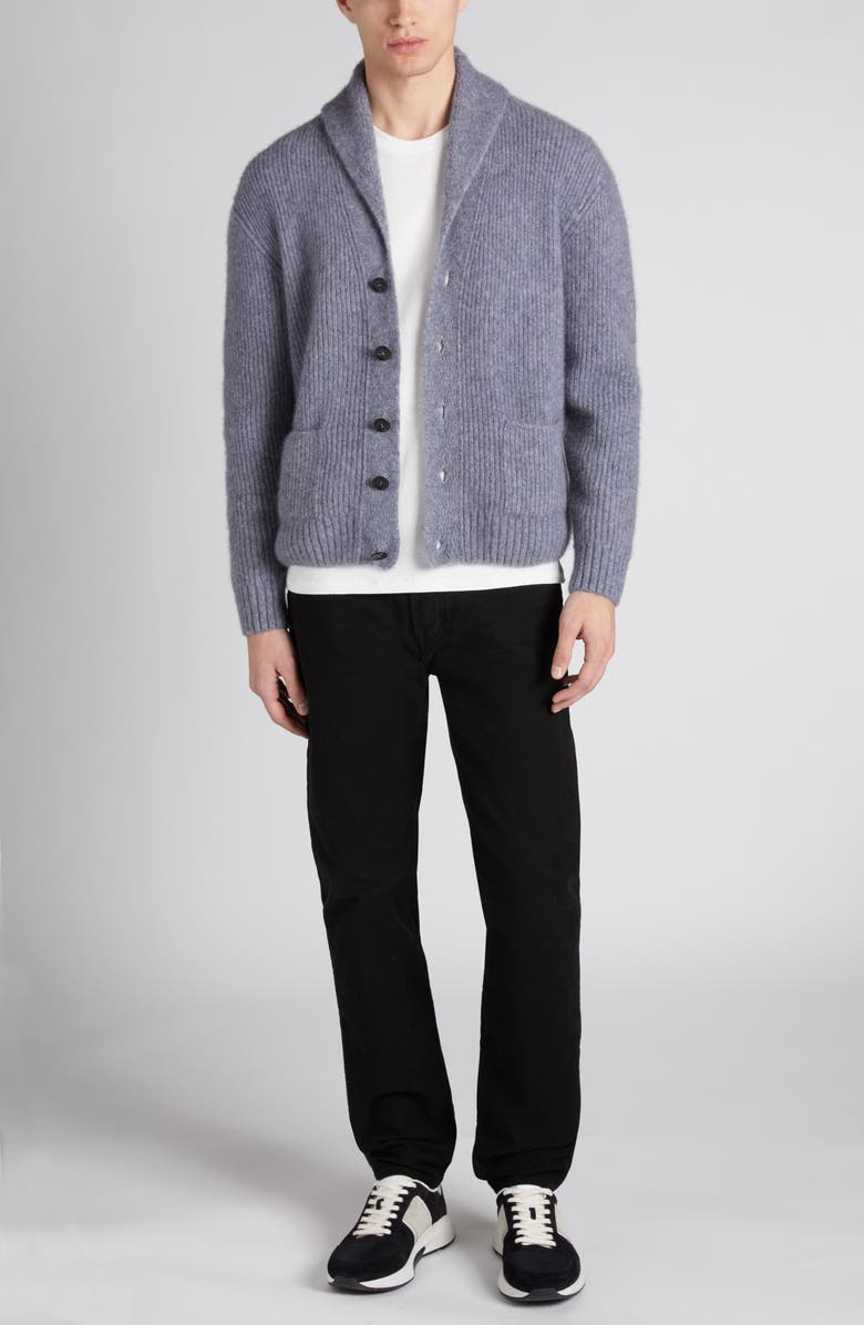 TOM FORD Shawl Collar Brushed Cashmere & Silk Cardigan, Alternate, color, Ig399 Ash Grey