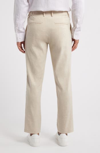 Flat Front Linen Blend Chinos