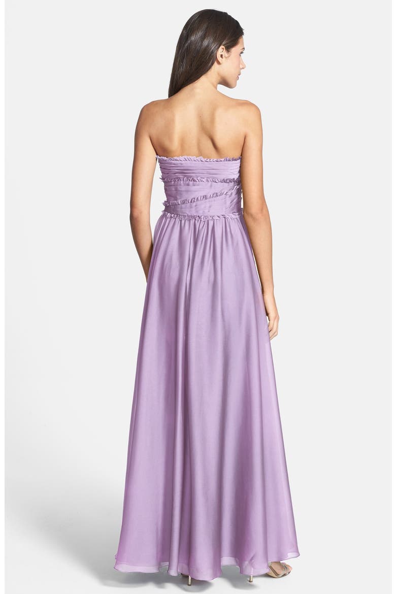 ML Monique Lhuillier Bridesmaids Strapless Chiffon Gown (Nordstrom Exclusive), Alternate, color, LILAC