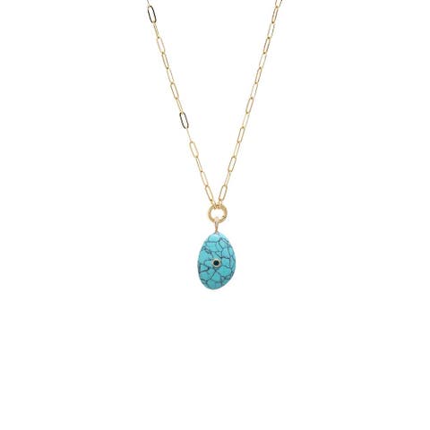Colored CZ Bezel Natural Stone & Clicker Toggle Necklace