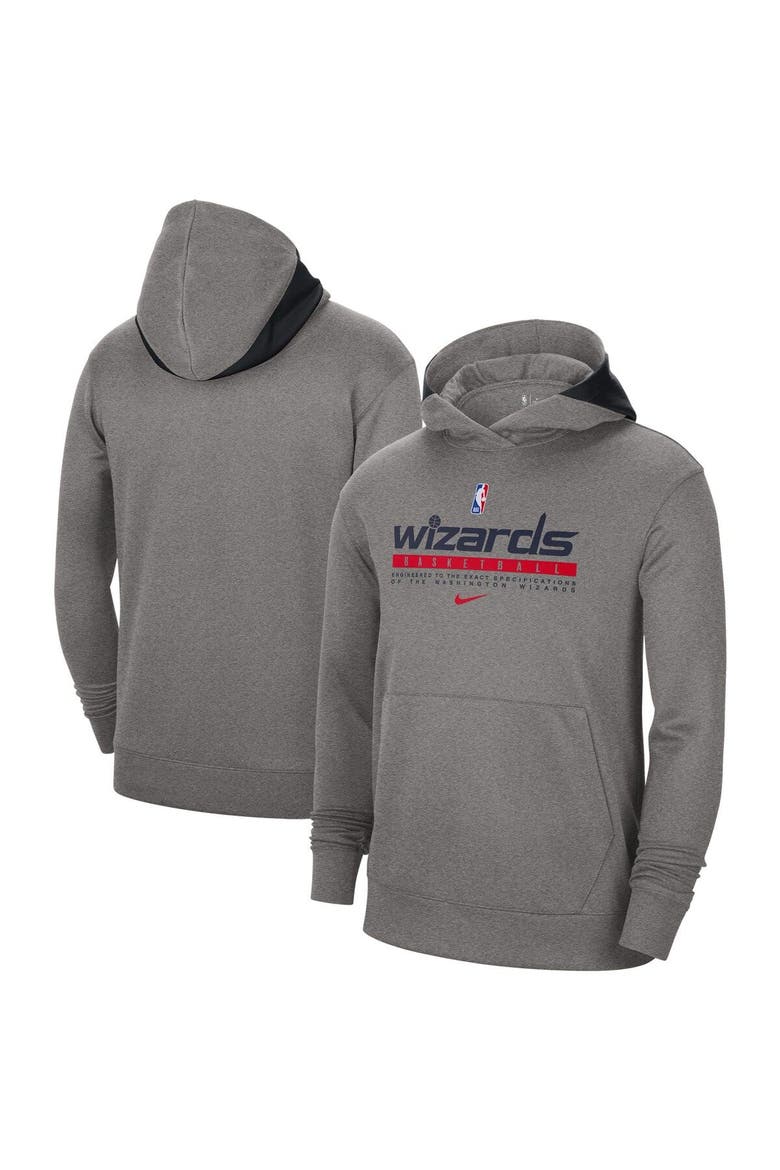 Men's Nike Heather Charcoal Washington Wizards Spotlight On Court Practice Performance Pullover Hoodie, Alternate, color, Heather Charcoal