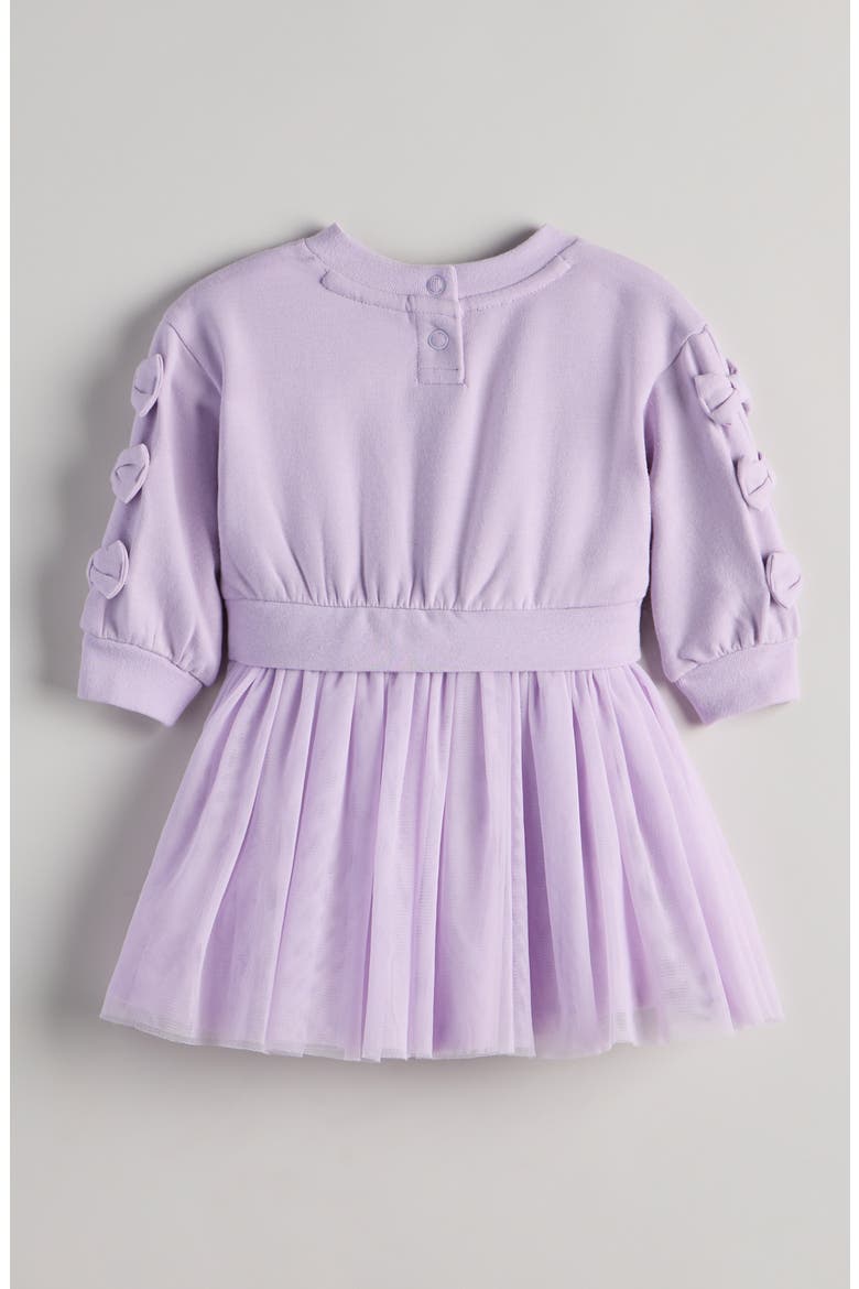 Bow Puff Sleeve Fit & Flare Dress, Alternate, color, PURPLE BLOOM