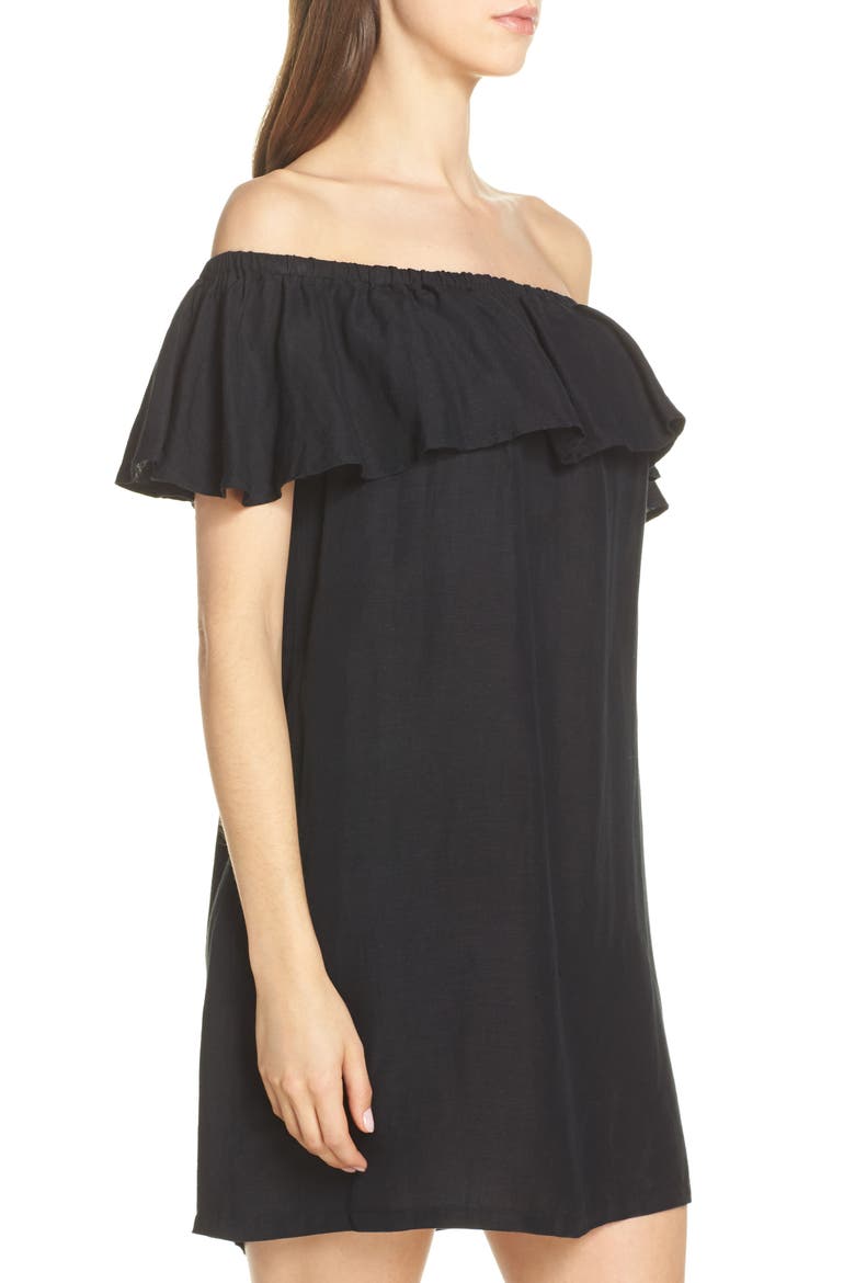 Off the Shoulder Cover-Up Dress, Alternate, color, BLACK