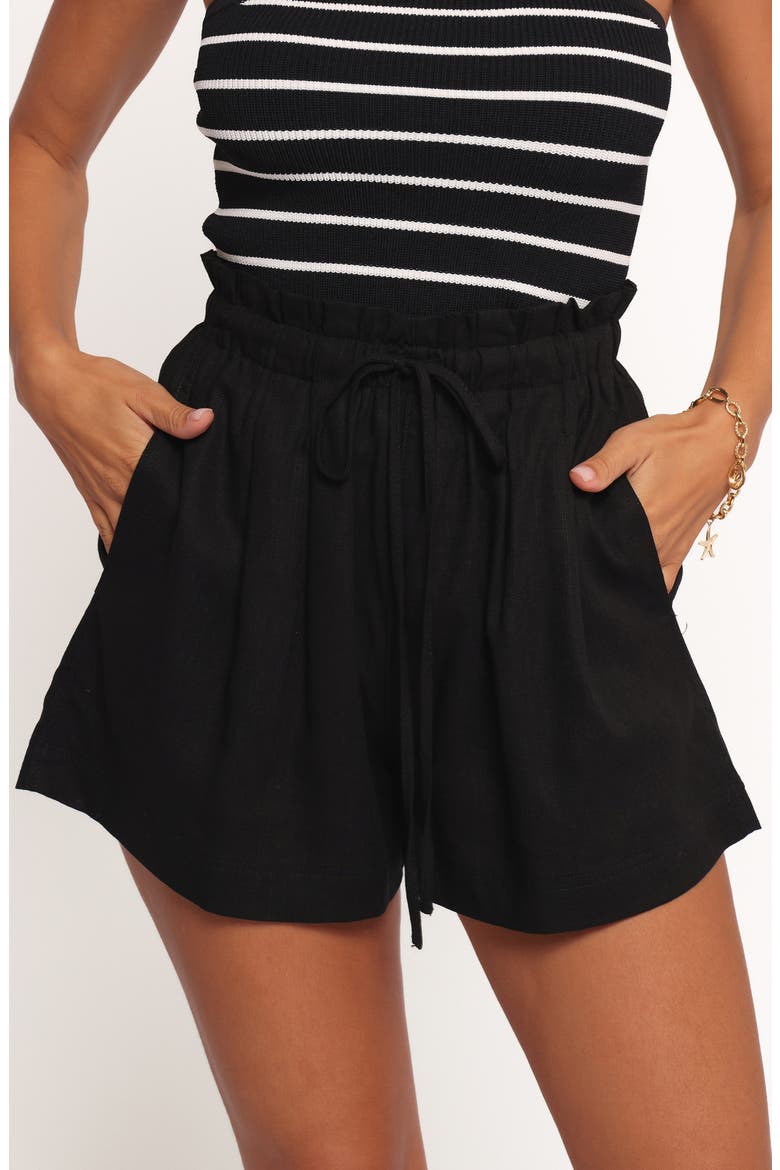 Wanda Paperbag Waist Shorts, Alternate, color, BLACK