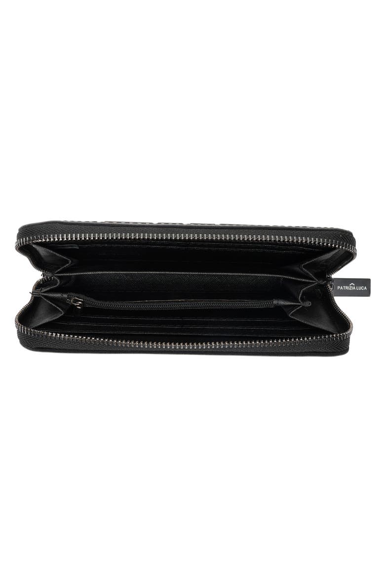 Geometric Zip Around Wallet, Alternate, color, SHINY BLACK