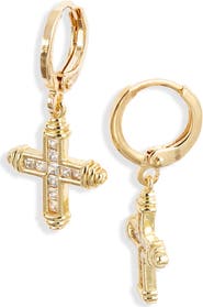 Child of Wild Lydia Huggie Hoop Cross Drop Earrings