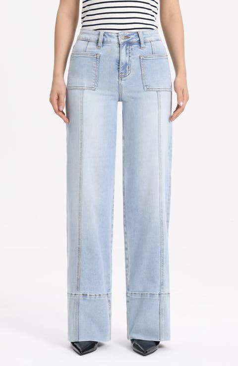 Katia Patch Pocket Wide Leg Jeans (Starlight)