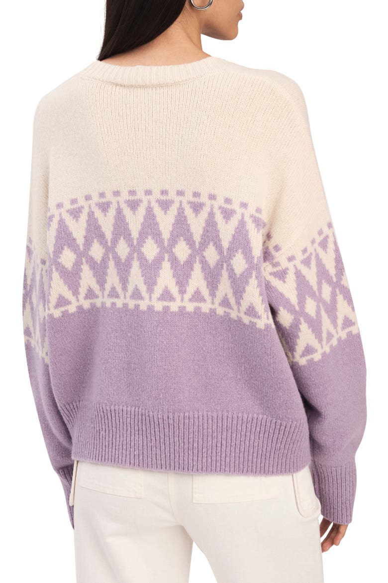 Bonnie Fair Isle Wool Blend Cardigan, Alternate, color, IVORY-LILAC