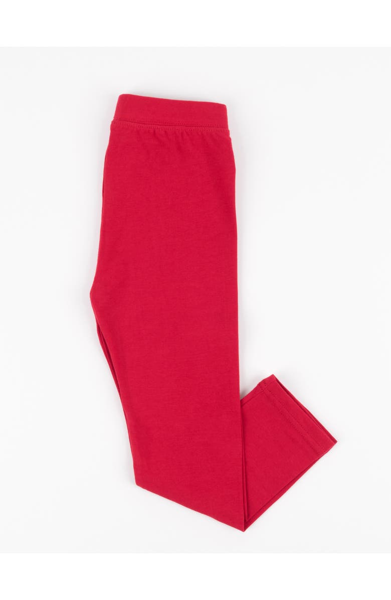 Leveret Girls Cotton Leggings, Solid Colors, Alternate, color, Red
