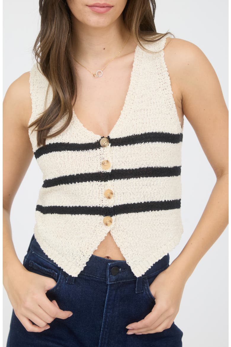 Stripe Crop Sweater Vest, Main, color, CREAM
