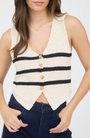 Blu Pepper Stripe Crop Sweater Vest