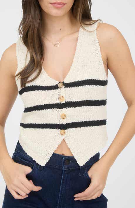Blu Pepper Stripe Crop Sweater Vest