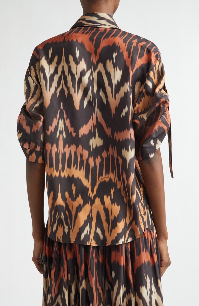 Zimmermann Aster Ikat Print Relaxed Silk Button-Up Shirt, Alternate, color, Charcoal Ikat