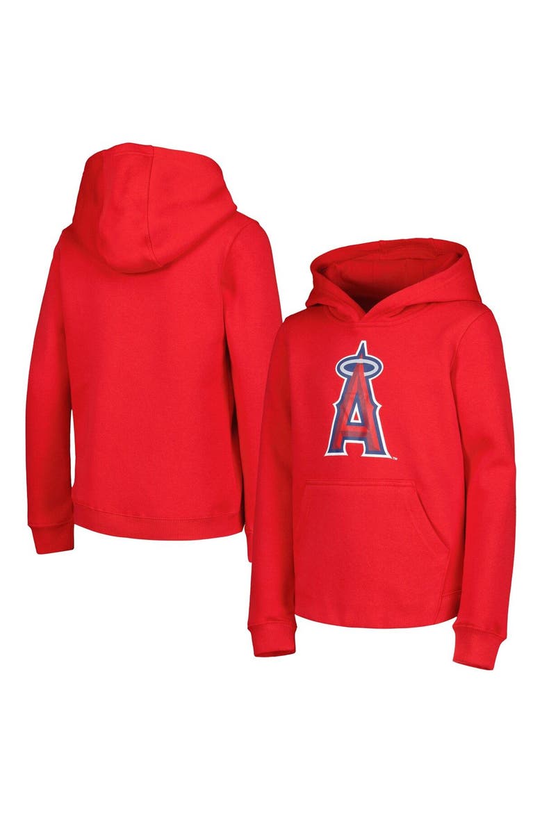 Youth Red Los Angeles Angels Team Primary Logo Pullover Hoodie, Main, color, Red