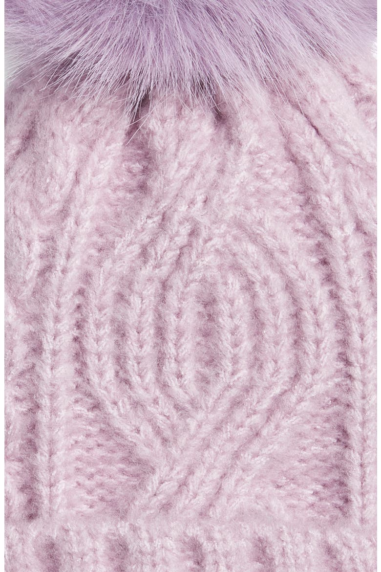 Cable Stitch Pom Beanie, Alternate, color, PURPLE FROST