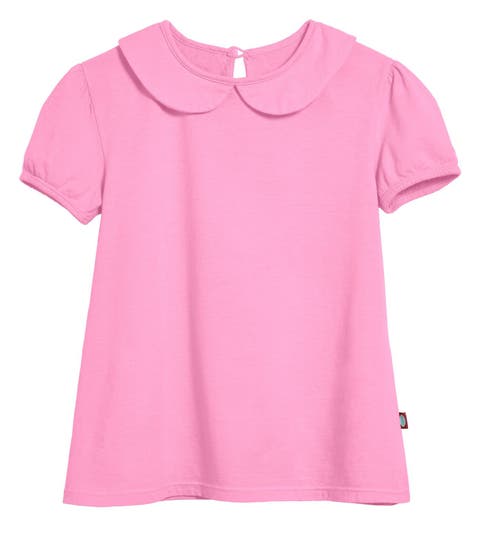 Soft Cotton Jersey Peter Pan Collar Short Sleeve Puff Tee