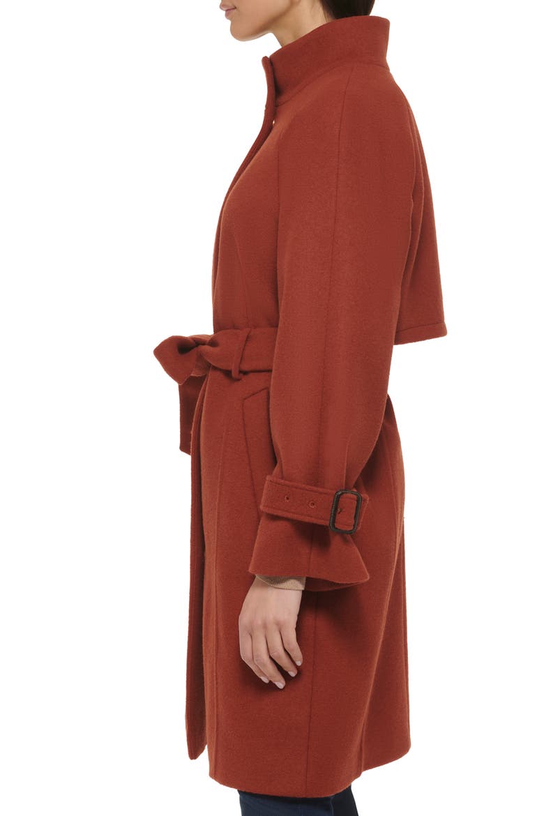 Melton Belted Coat, Alternate, color, RUST
