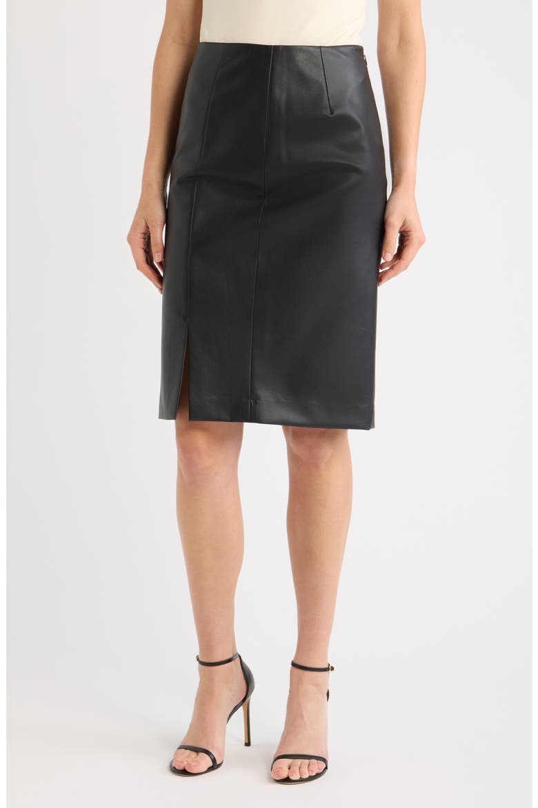 Faux Leather Pencil Skirt, Main, color, BLACK