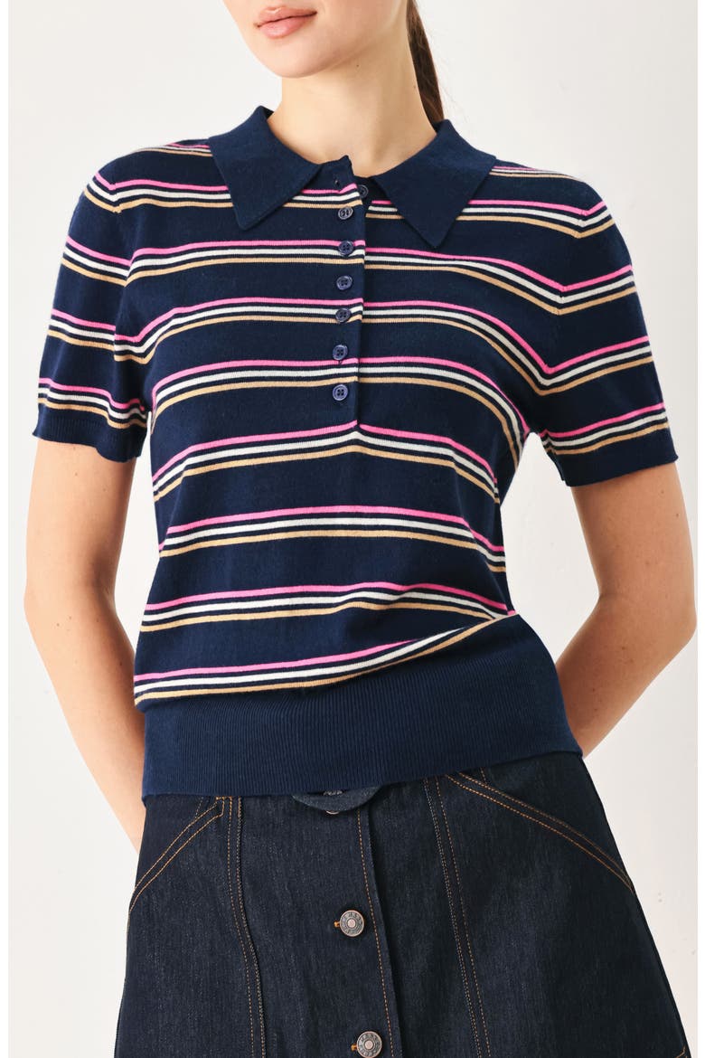 Striped Polo Sweater, Main, color, NAVY MULTI