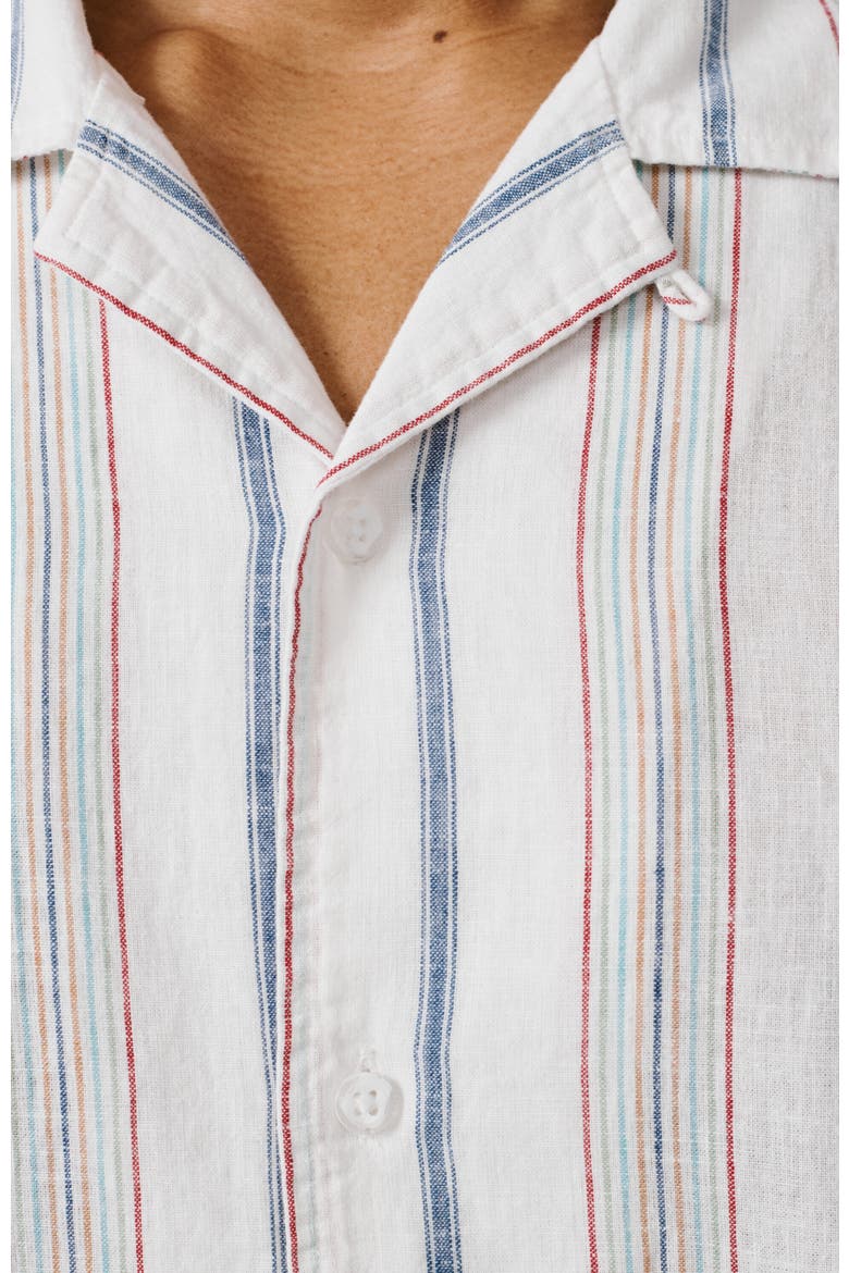 Abbey Cuban Collar Short Sleeved Shirt, Alternate, color, White Mix Stripe