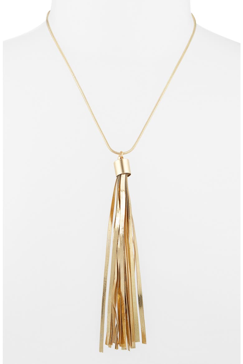 Snake Chain Tassel Pendant Necklace, Alternate, color, GOLD