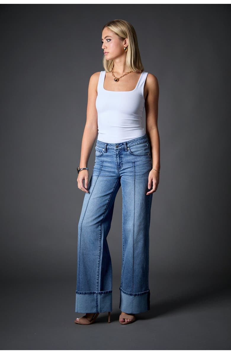 BLUE REVIVAL Cuffed Low Rise Recycled Wide Leg Jeans, Alternate, color, 