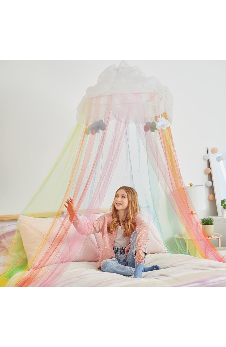 Three Cheers For Girls Over The Rainbow Bed Canopy, 8 Foot Height & 24 Inch Diameter, Alternate, color, Multicolored