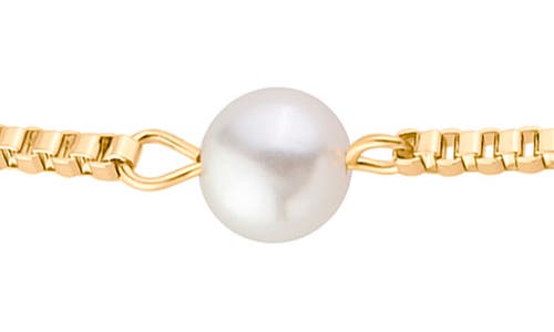 Jardin Faux Pearl Lariat Necklace In White/gold