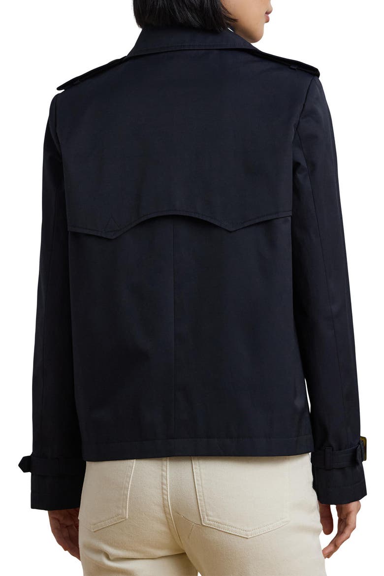 Crop Cotton Blend Trench Coat, Alternate, color, DARK NAVY