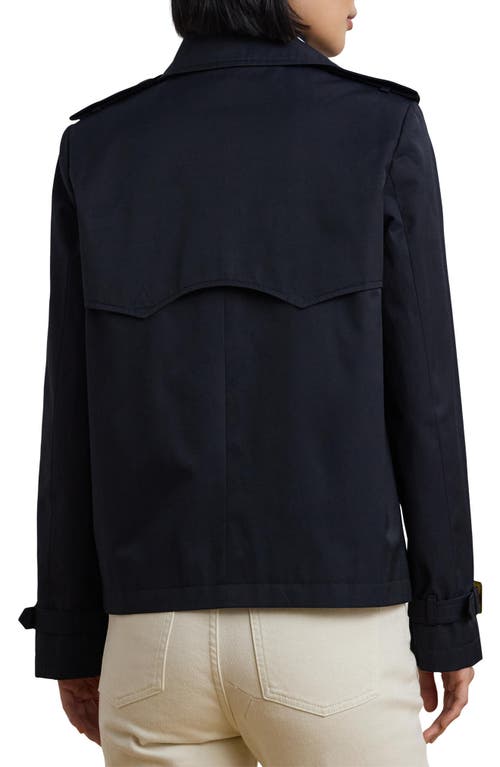 Ralph Lauren Lauren Crop Cotton Blend Trench Coat In Dark Navy