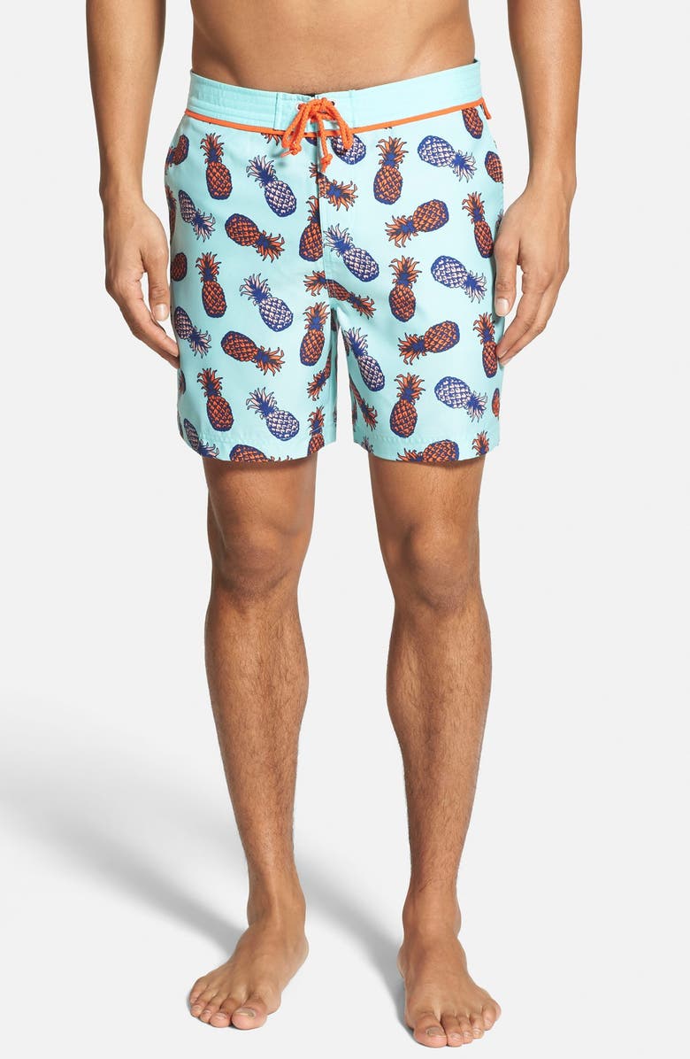 Original Penguin Pineapple Print Volley Swim Trunks, Main, color,