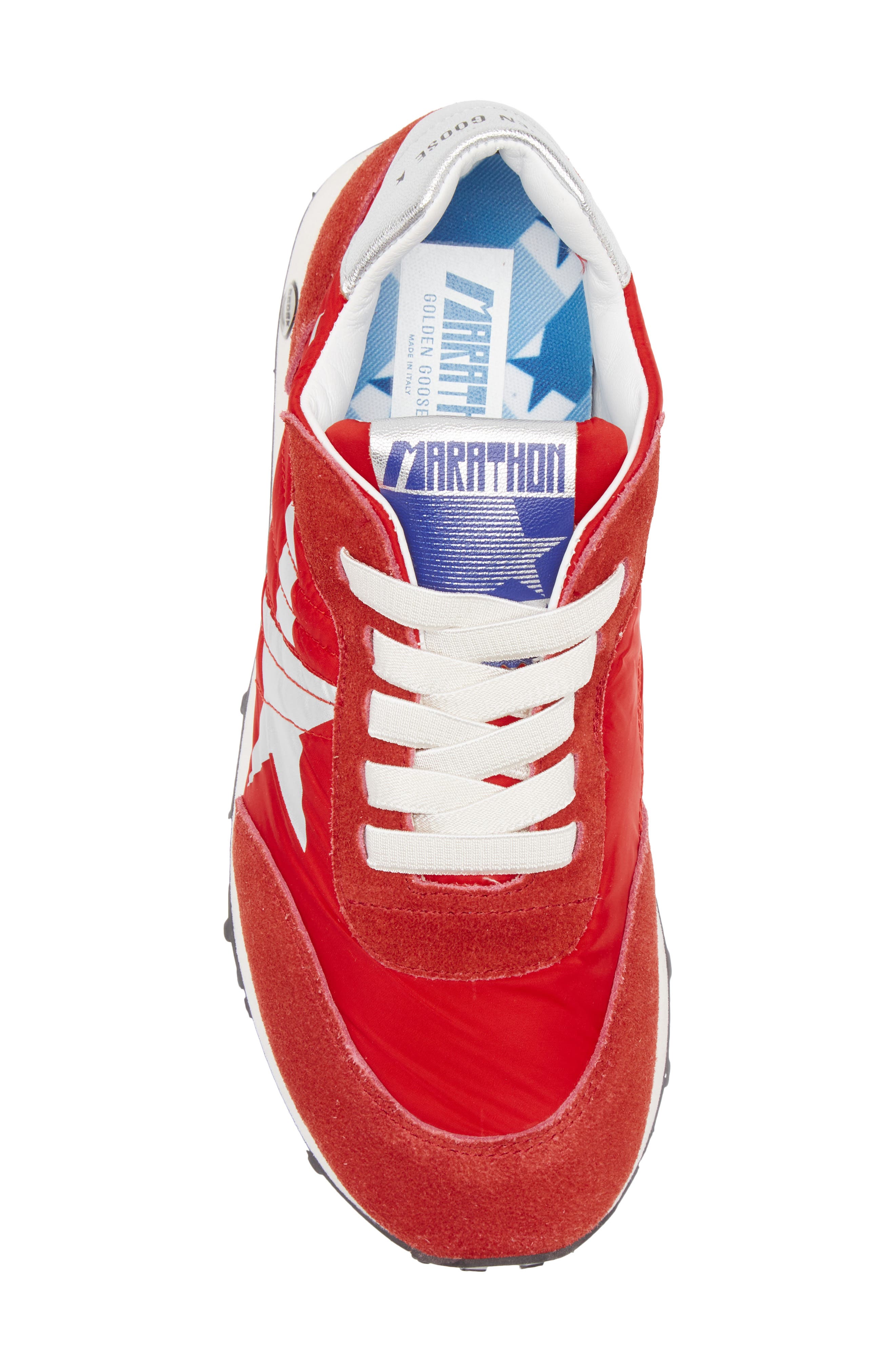 Golden Goose Kids
 Running Marathon Mixed Media Sneaker, Alternate, color, Red/ Silver