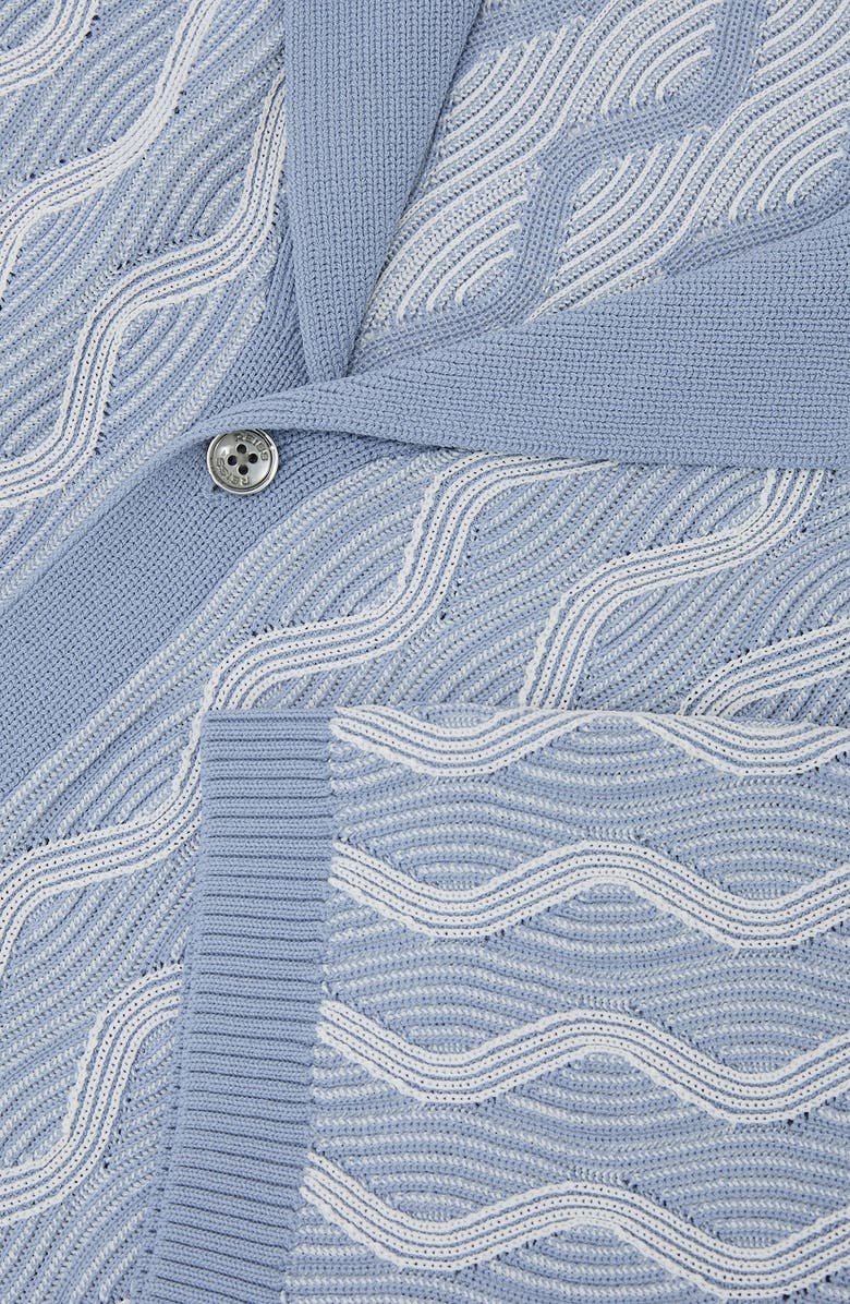 Reiss Johnny Wave Knit Cotton Camp Shirt, Alternate, color, Soft Blue