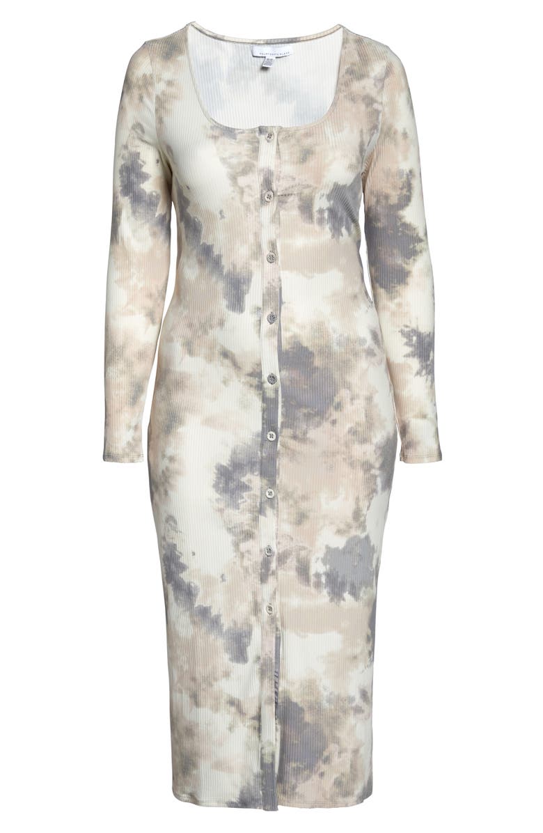 Fourteenth Place Button-Up Long Sleeve Knit Midi Dress, Alternate, color,