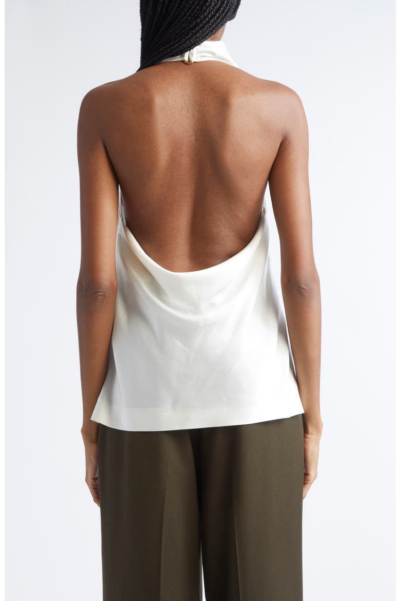 Cowl Neck Satin Halter Top, Alternate, color, CREAM