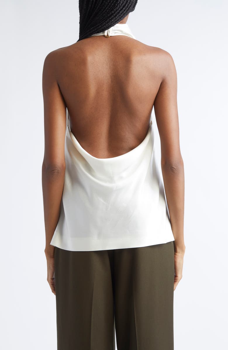 Stella McCartney Cowl Neck Satin Halter Top, Alternate, color, Cream