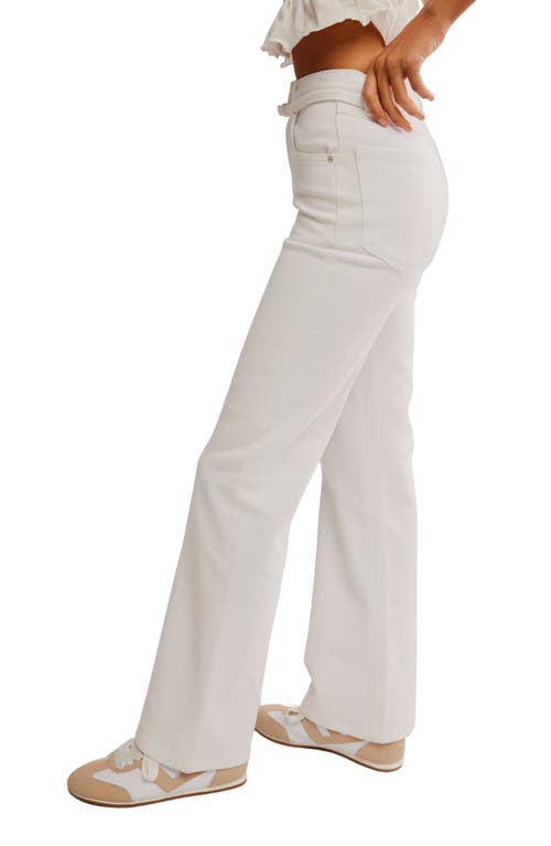 Free People Sabine Belted Slim Bootcut Jeans In Optic White
