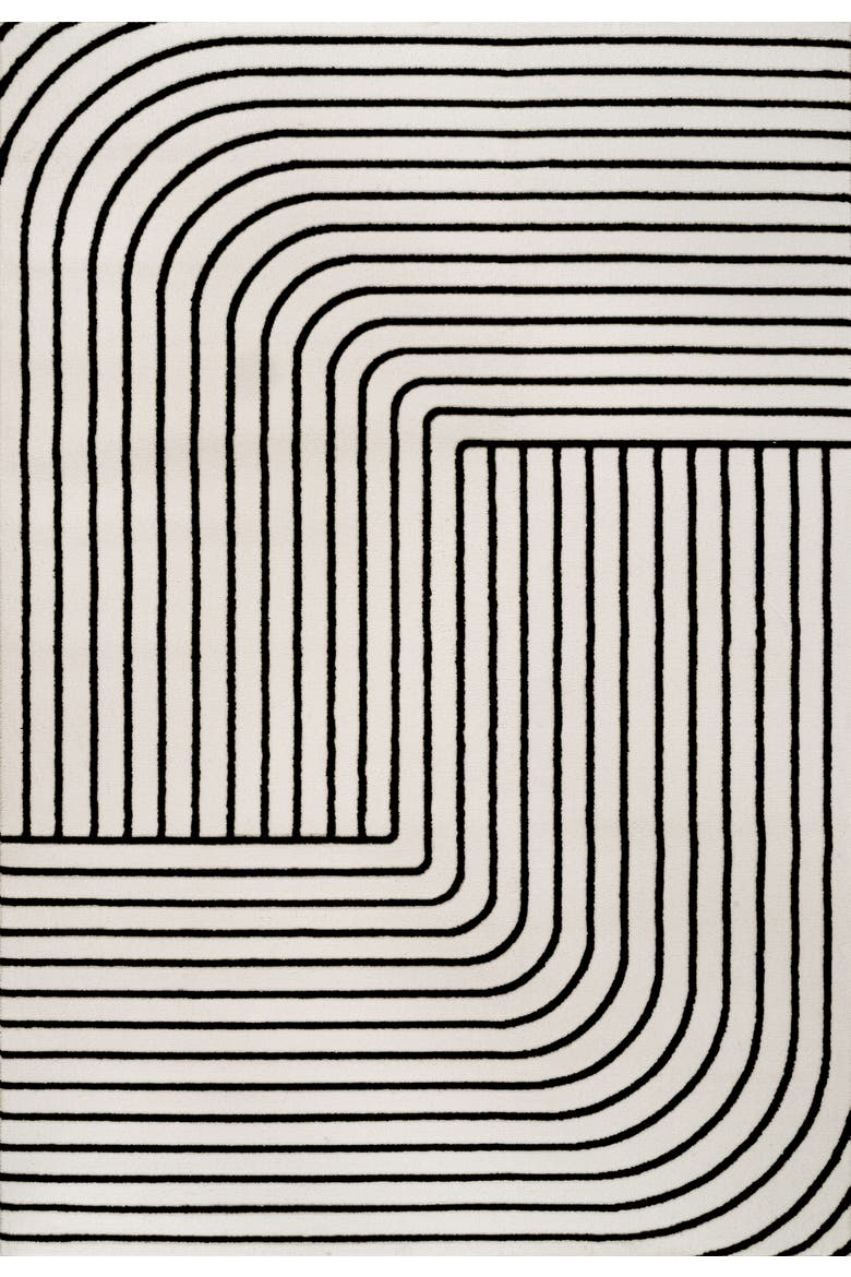 Odense High-Low Minimalist Angle Geometric Indoor/Outdoor Area Rug, Main, color, Black/White