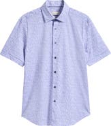 Bugatchi Miles OoohCotton® Floral Short Sleeve Button-Up Shirt