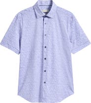 Bugatchi Miles OoohCotton® Floral Short Sleeve Button-Up Shirt