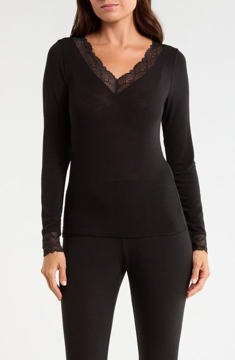 Lace Luxe Long Sleeve Layering T-Shirt