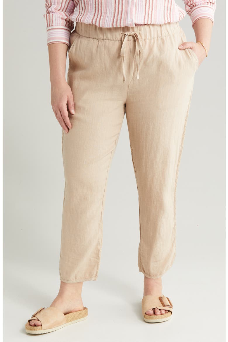 Tulip Hem Linen Pants, Main, color, TAN OXFORD