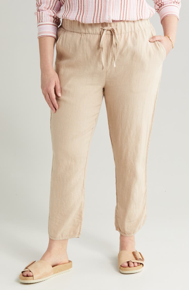 Caslon<sup>®</sup> Tulip Hem Linen Pants, Main, color, Tan Oxford