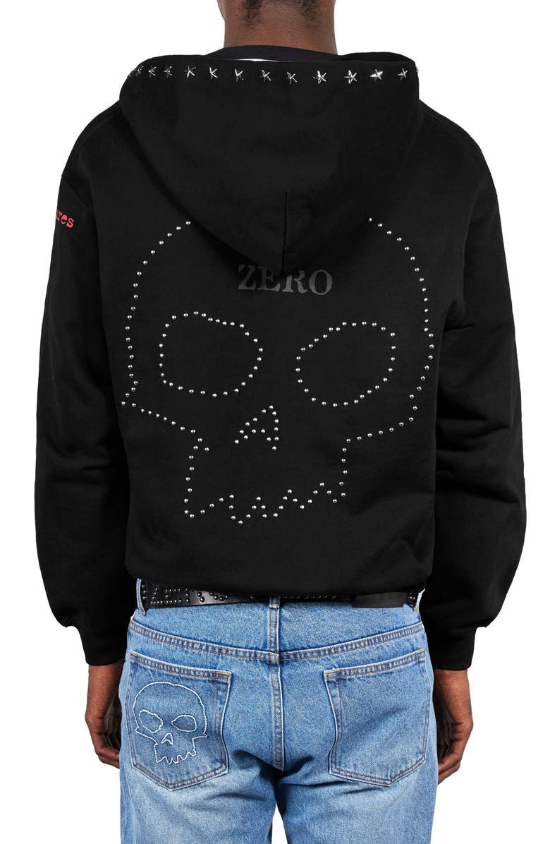 PLEASURES Dane Studded Relaxed Fit Cotton Hoodie, Alternate, color, Black